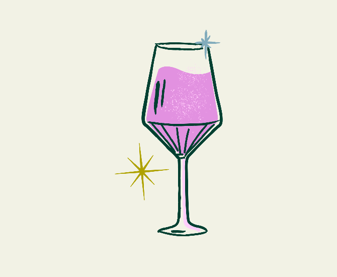 wine bar glass with cocktail retro illustration - lollygag