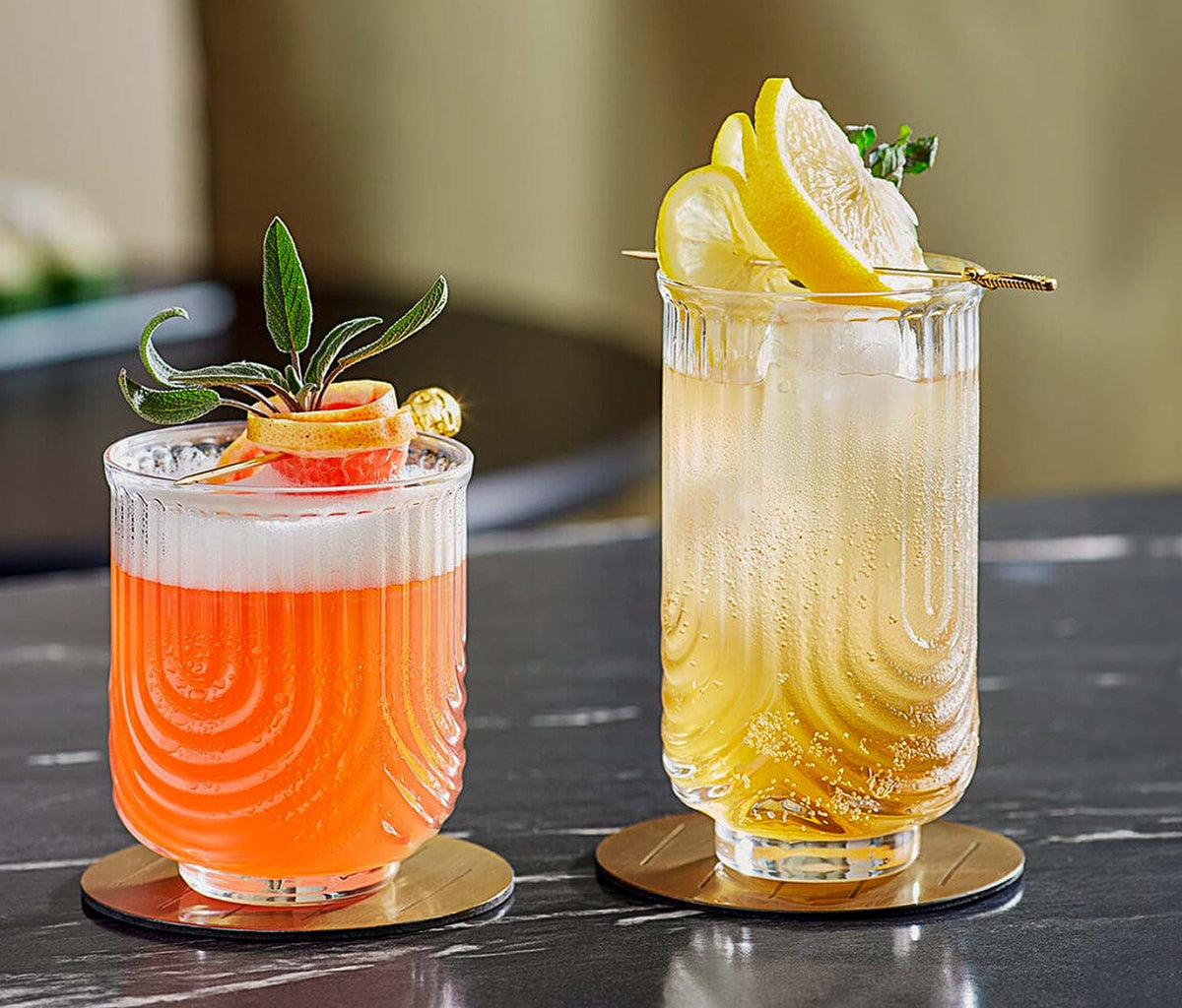 acope zelda deco highball and rocks glass set - lollygag