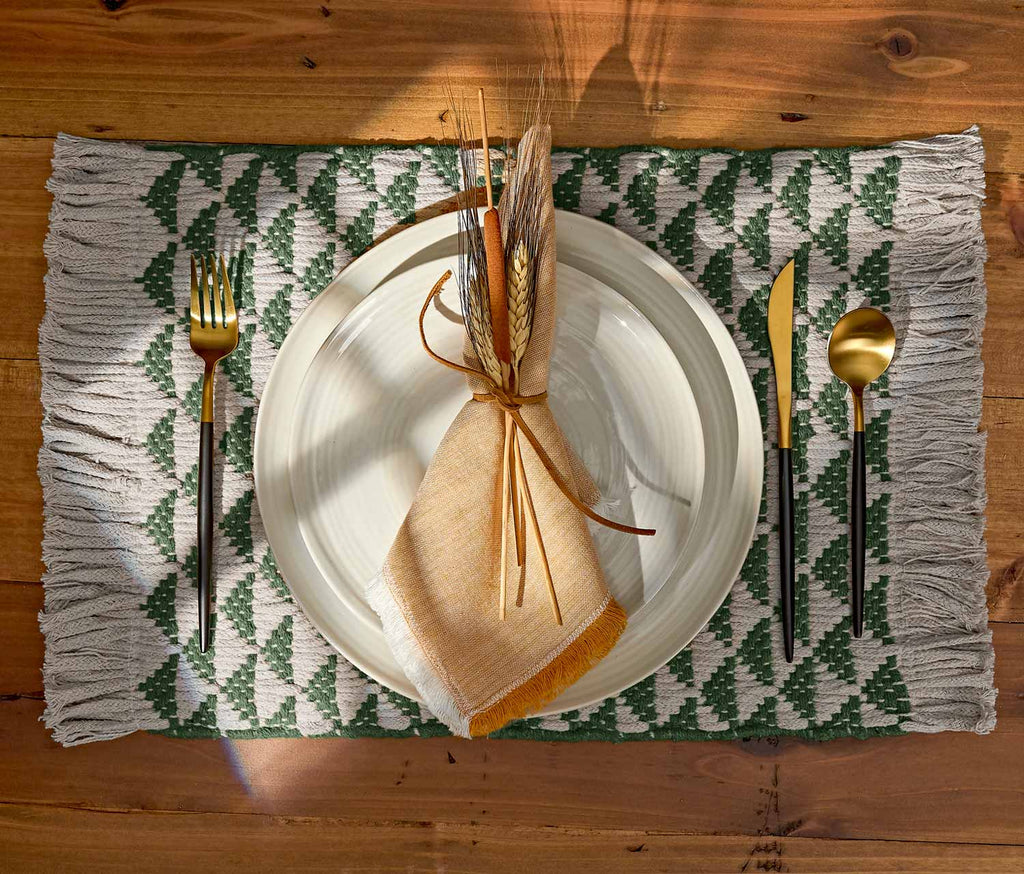 Jade geometric cotton placemats - lollygag