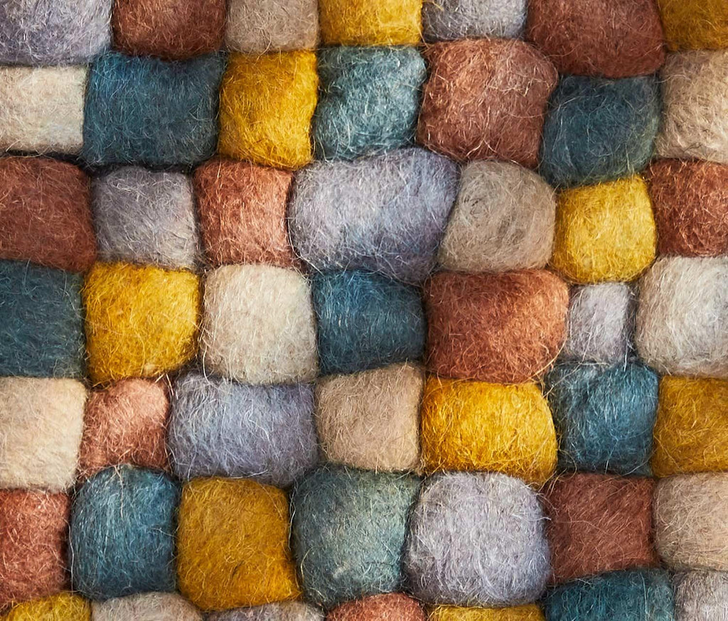 Danica Heirloom Ochre and Blues Multi  Ombre Wool Felted Trivets -