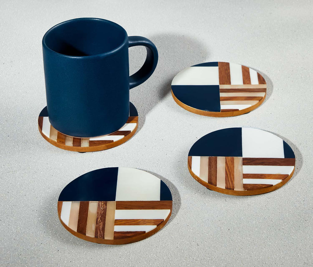 Round Resin and Wood nautical coasters