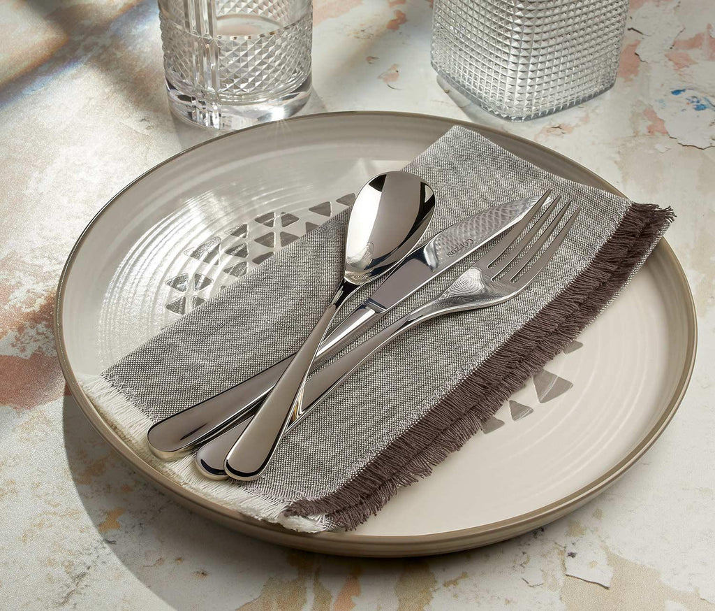 Shadow Grey Chambray Fringed Napkin 