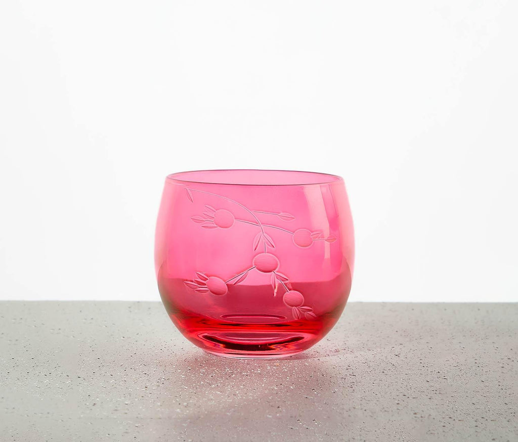 Cranberry Lustre Stemless Wine Glasses set