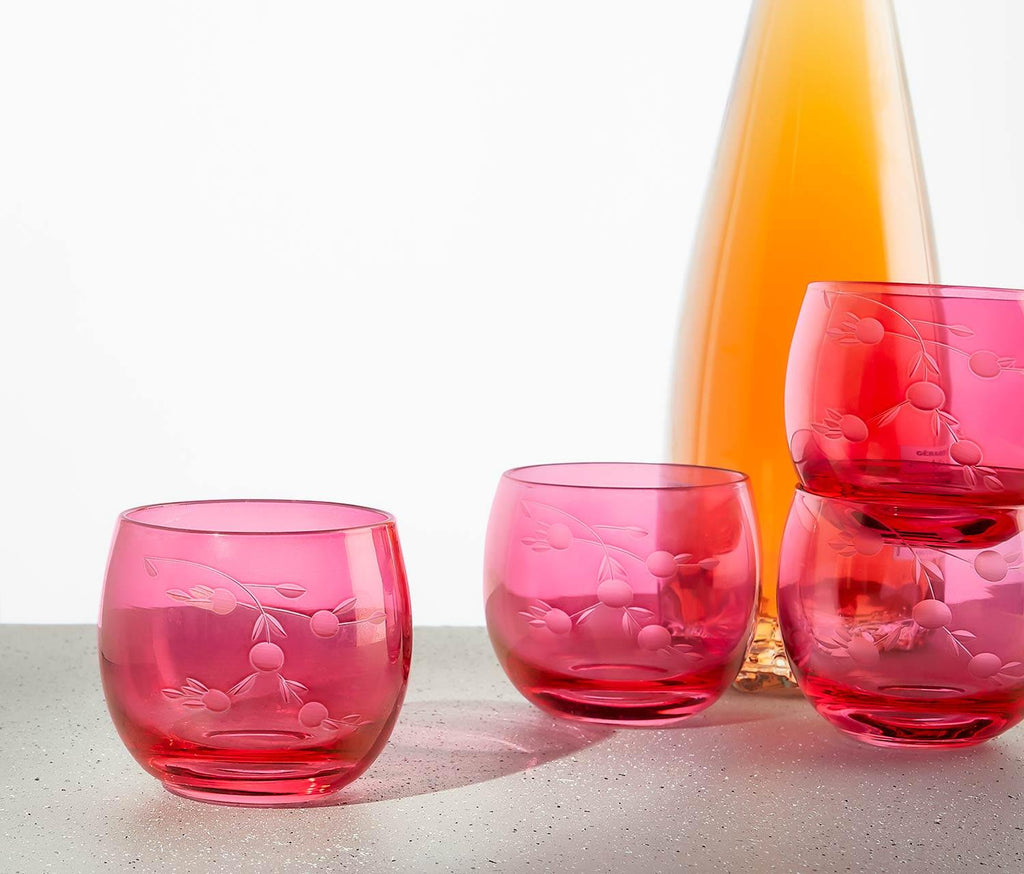 Cranberry Lustre Stemless Wine Glasses set