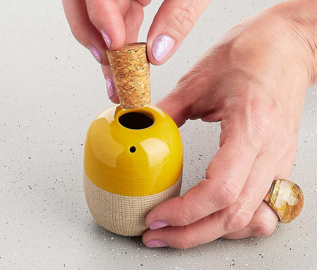 Danica Heirloom Ochre Solar Stoneware Salt & Pepper Shakers Set - lollygag