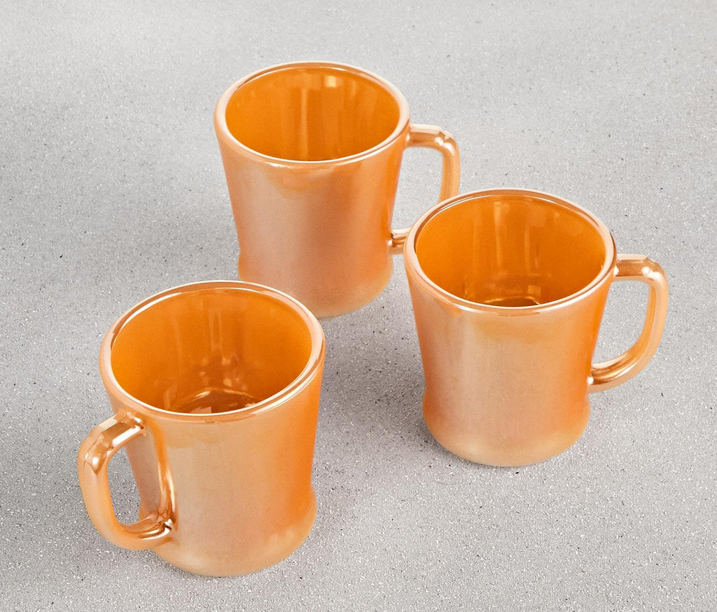 Fire King Peach Lustre Coffee Mugs Set of 3 - lollygag