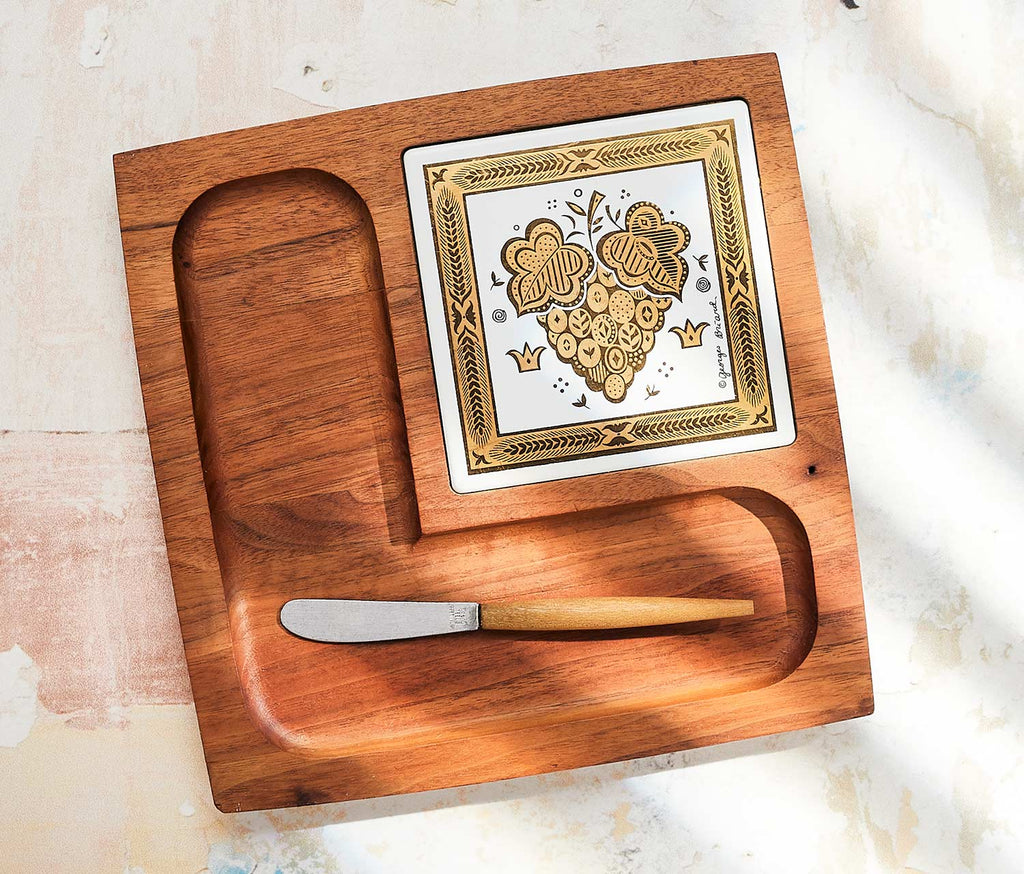 Georges Briard Small Leaf Cheese Board Set - lollygag