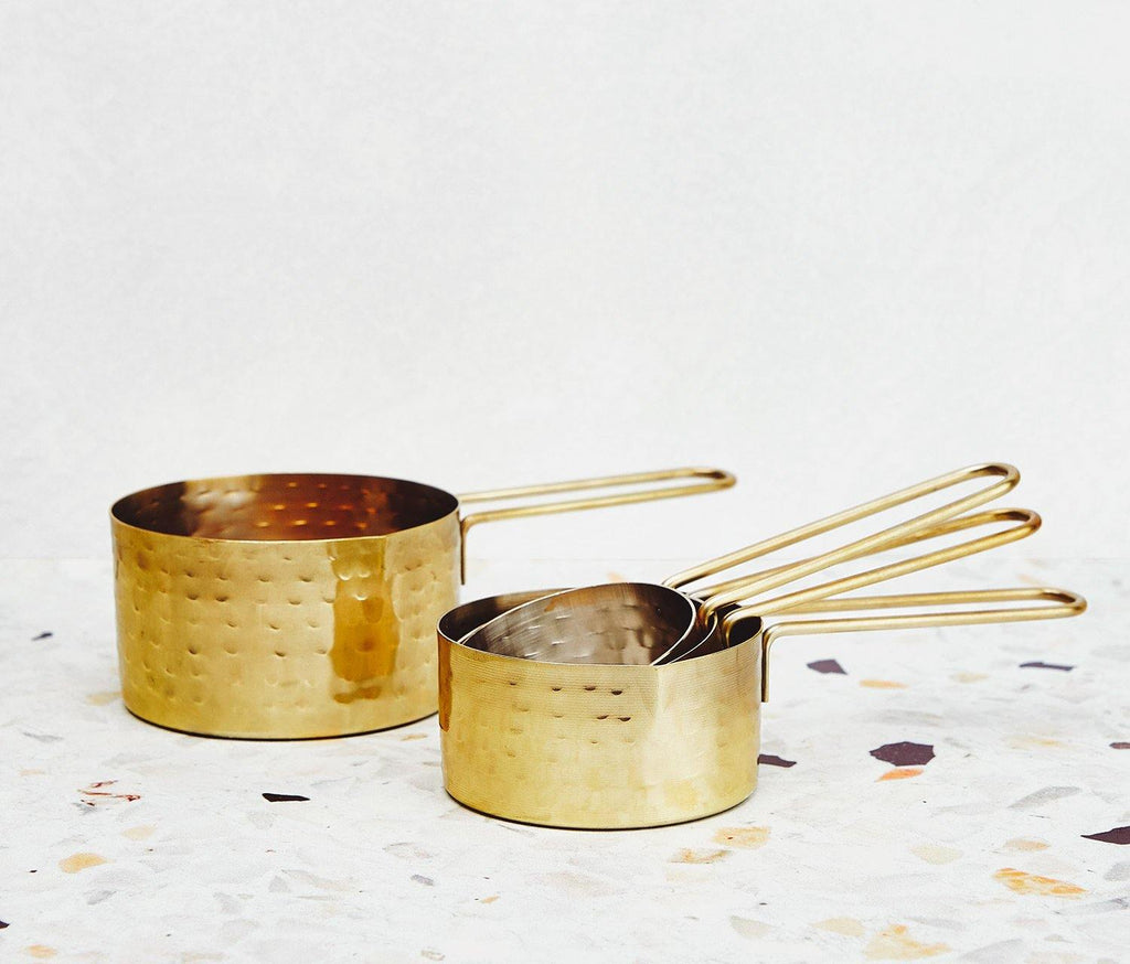 Stainless Steel Hammered Gold/silver Measuring Cups Set