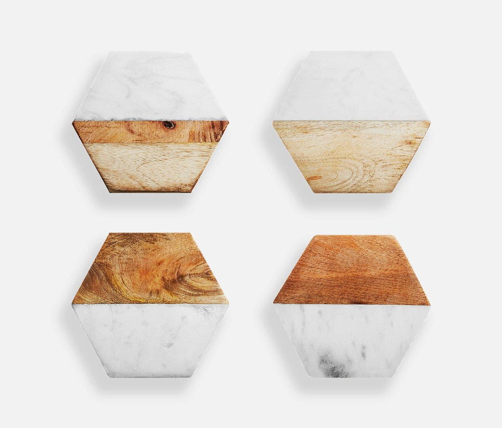 Marble Wood Hexagon Coasters