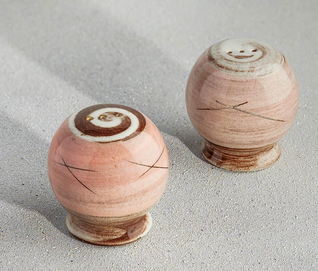 Mid Century-Mocha-Rose-Swirl-Salt and Pepper-Shaker-Set