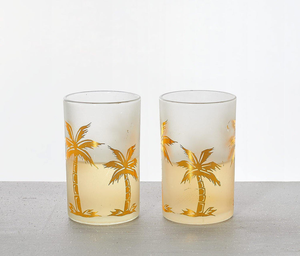 2 Mini Tiki Palm Tree Wine Glasses - lollygag