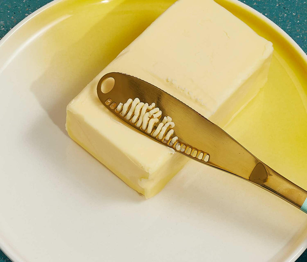 Atlas Multifunctional Gold and Aqua Butter Cheese Knives Set