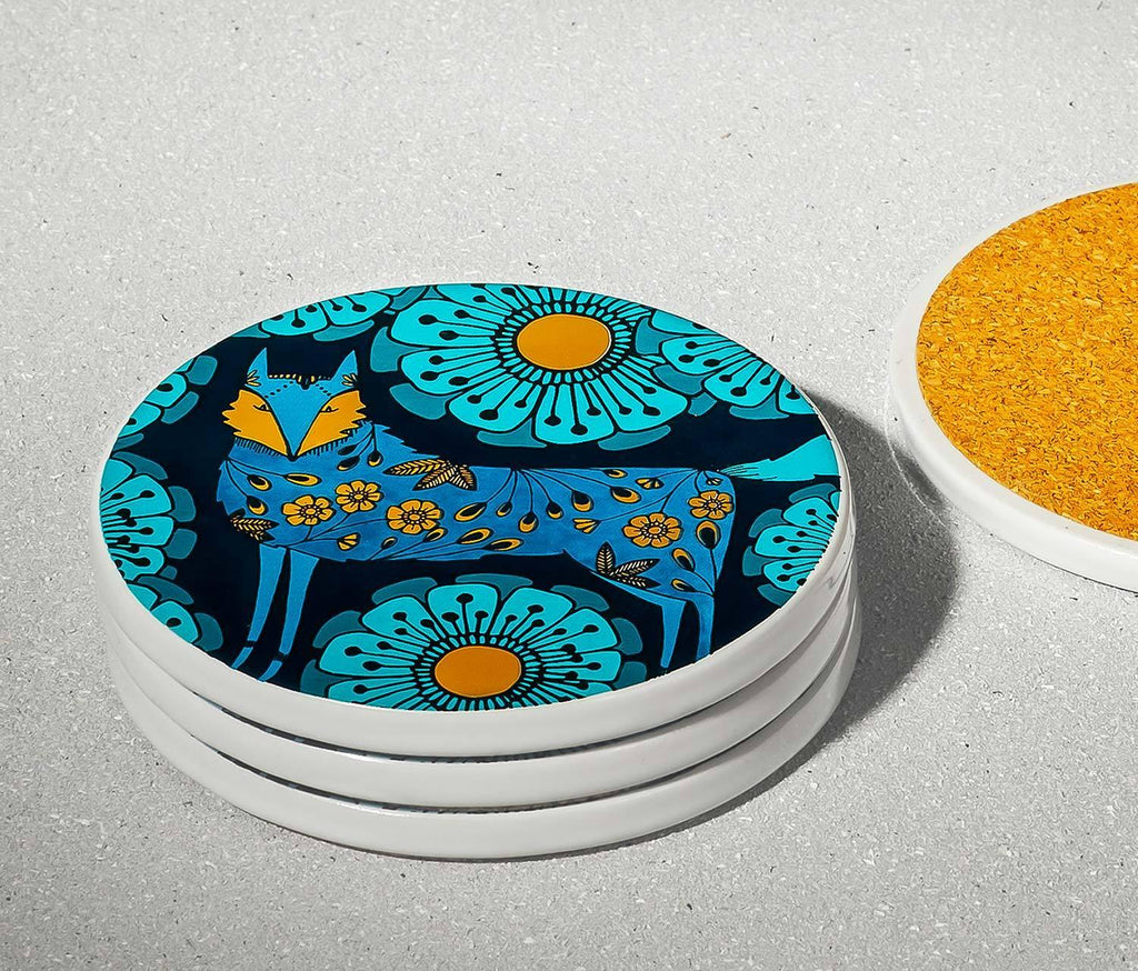 Illustrated fox round Coasters