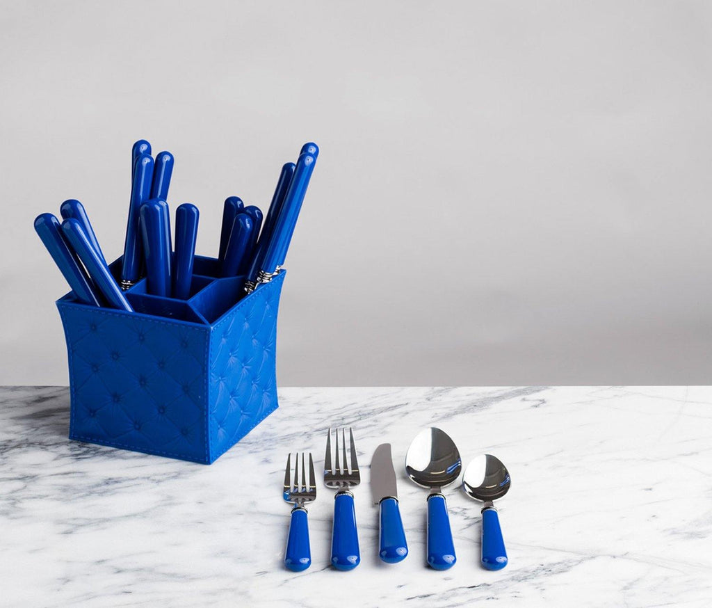 Provence 20-Piece Flatware Set with Caddy in Blue - lollygag