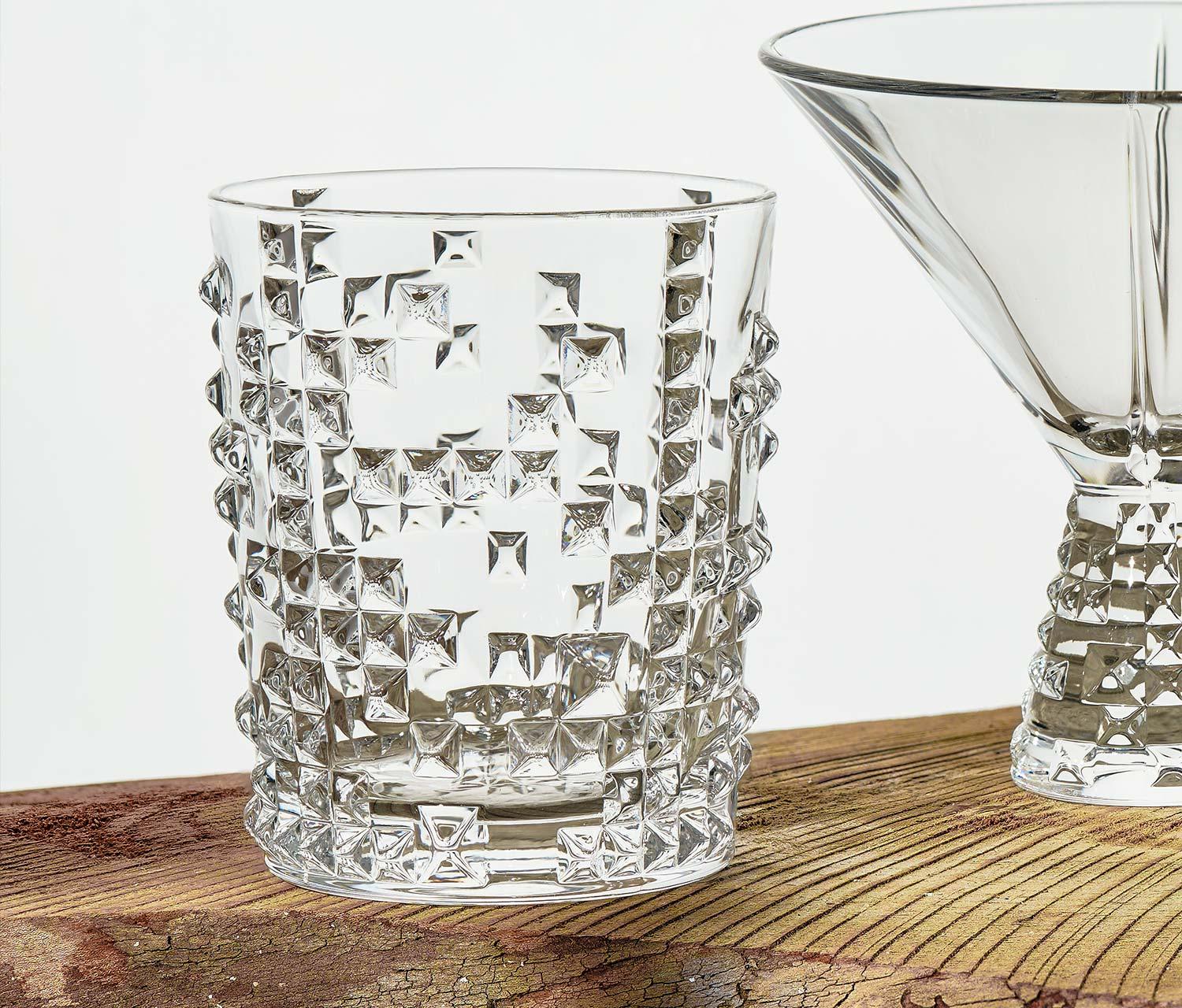 Rebel Yell Punk Studded Double Old Fashioned Rocks Glass - Lollygag