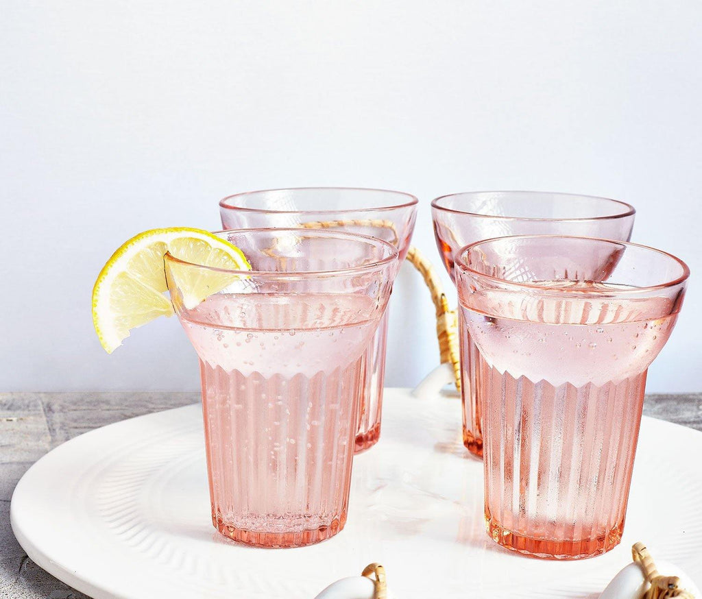 La Vie en Rose Tumbler Glasses: Set of 4 - Vintage Rose Pink - lollygag