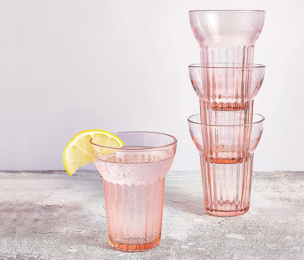 La Vie en Rose Tumbler Glasses: Set of 4 - Vintage Rose Pink - lollygag