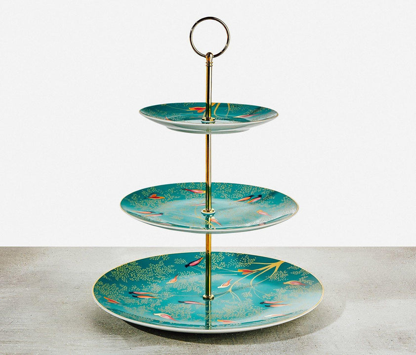 Sara Miller Chelsea Birds 3 Tier Cake/Desset Stand