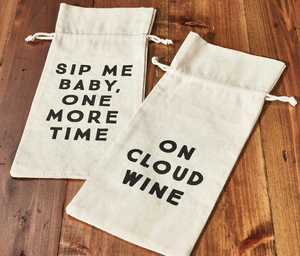 Canvas Wine Bags with phrase