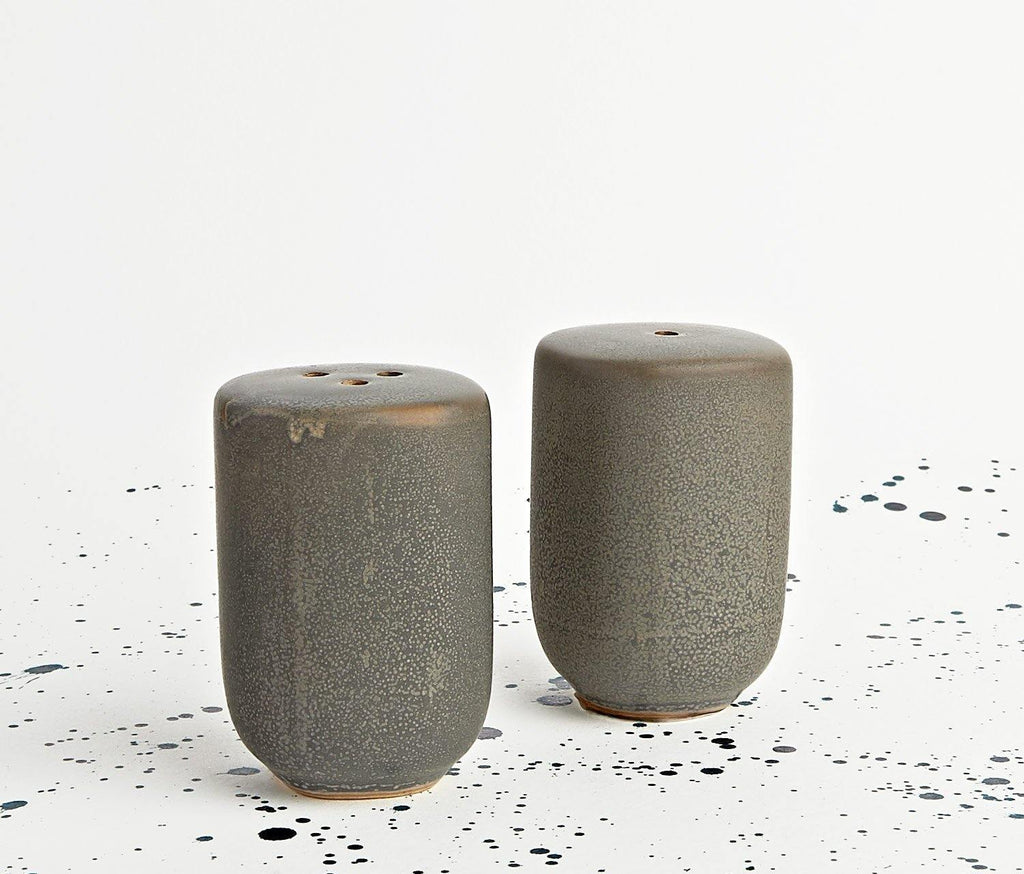 Grey Stoneware Small Salt & Pepper Shakers