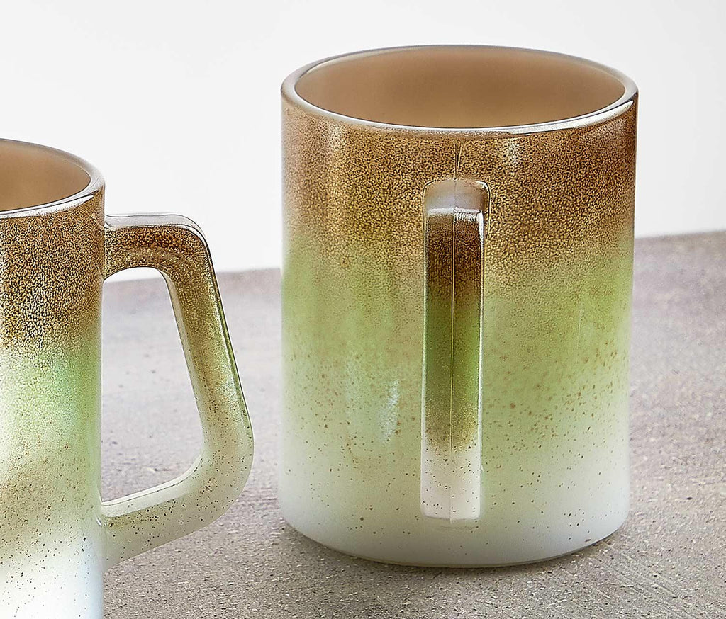 Vintage Federal Glass Mesa Green Ombre Moon Glow Mugs - lollygag