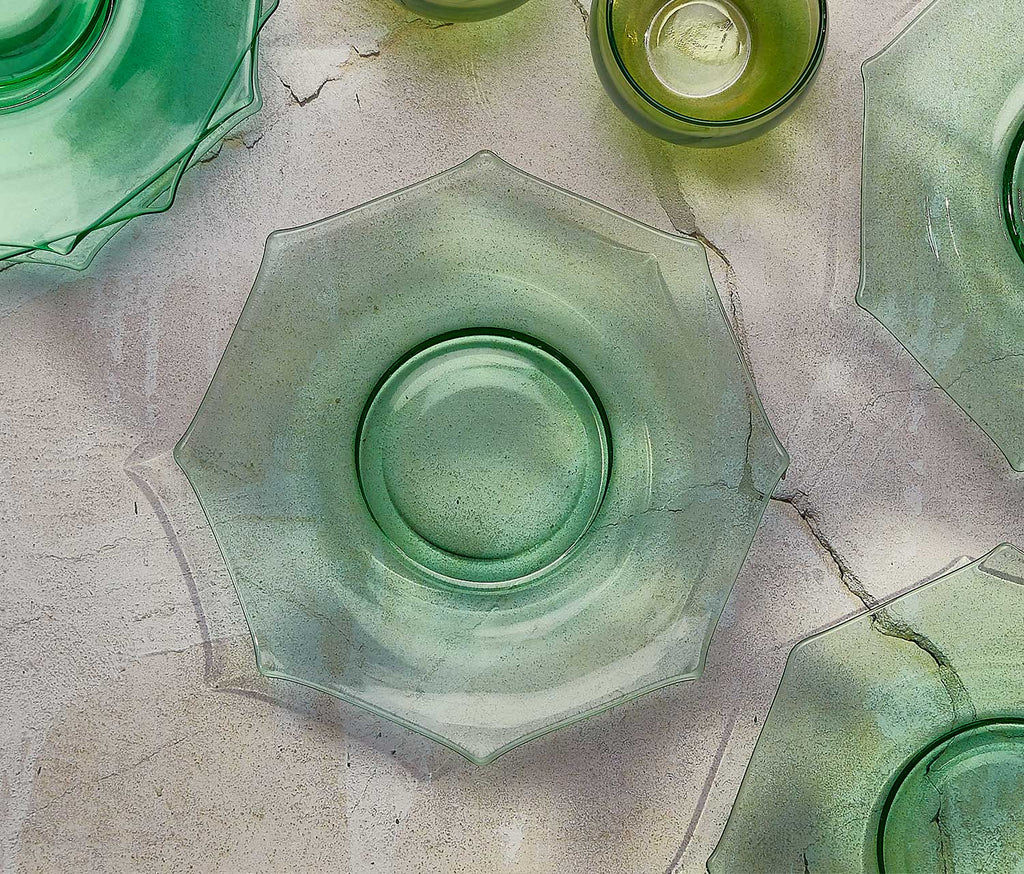 Vintage Cambridge Green Octagon Glass Plate - lollygag