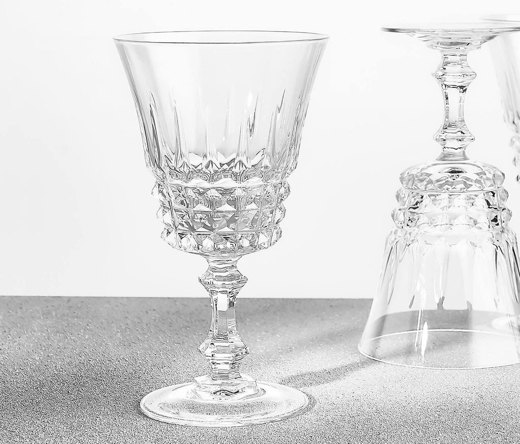 Vintage W.M. Dalton French Ve’rite’ Pattern Studded Wine Glasses 