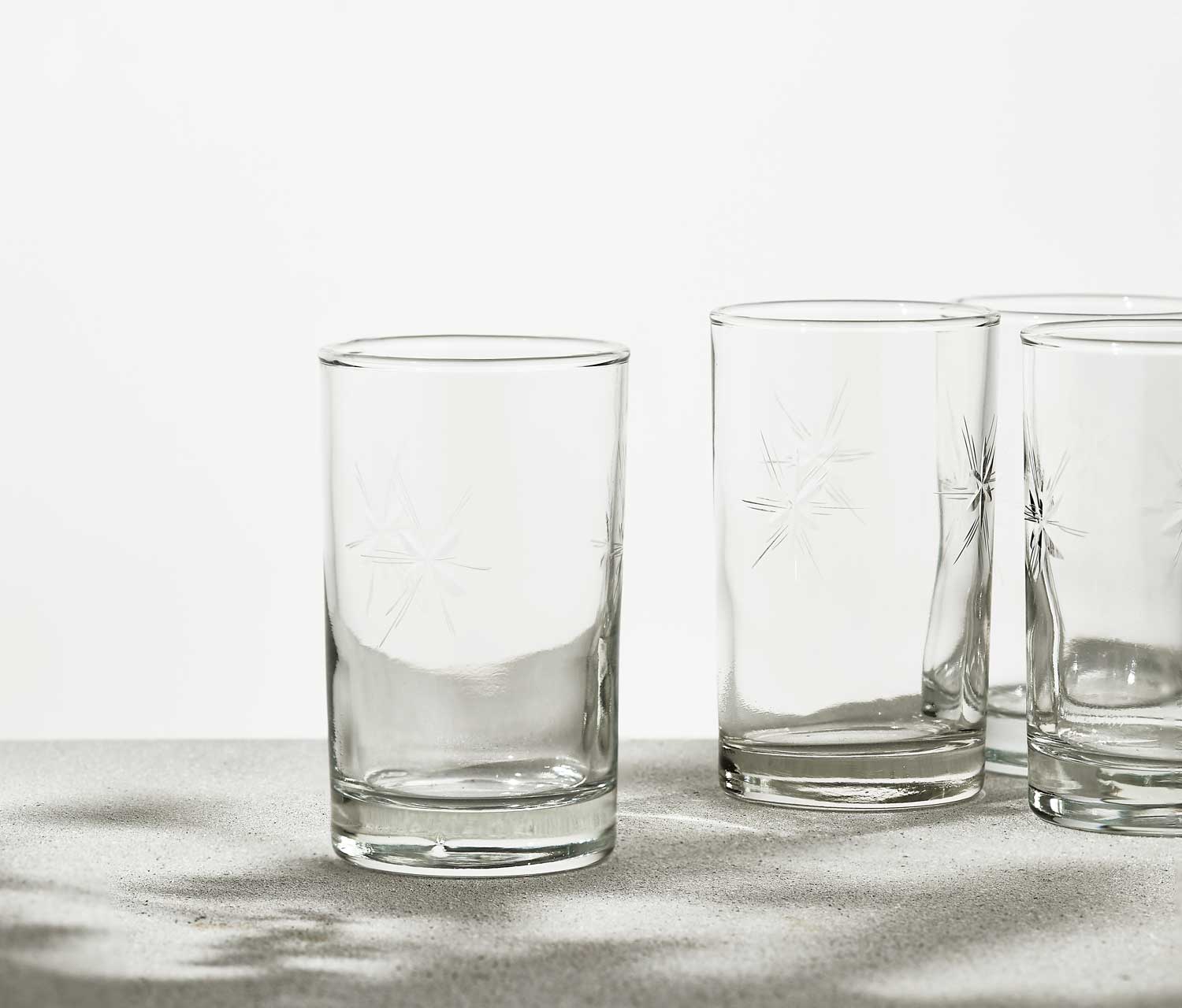 Cut Glass Starburst Set of 4 Drinking Glasses Vintage 4 Inch Juice Or  Cocktail