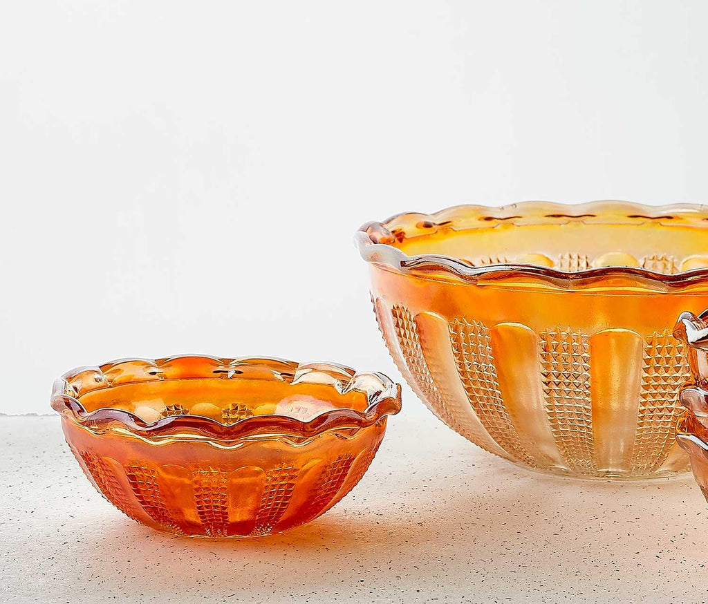 Vintage Marigold Lustre Serving Bowl Set-lollygag