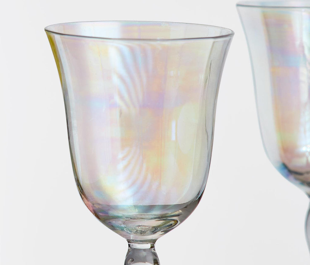 Rainbow Lustre Tulip Paneled Wine Glasses: Vintage Fostoria - lollygag