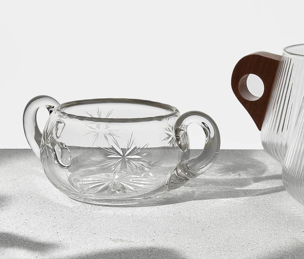 Vintage Starburst Glass Cream & Sugar Set - lollygag