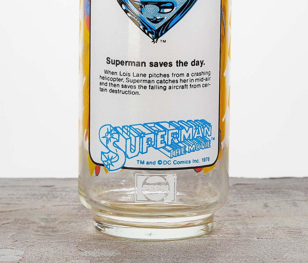 Vintage 1978 Superman Superman Saves The Day Pepsi Glass - Lollygag