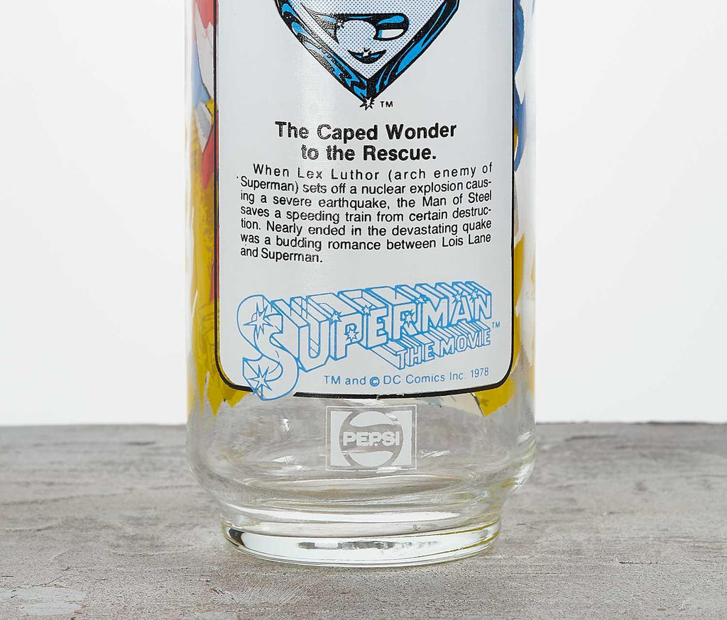 Vintage 1978 Superman The Caped Wonder Pepsi Collectible Glass - lollygag