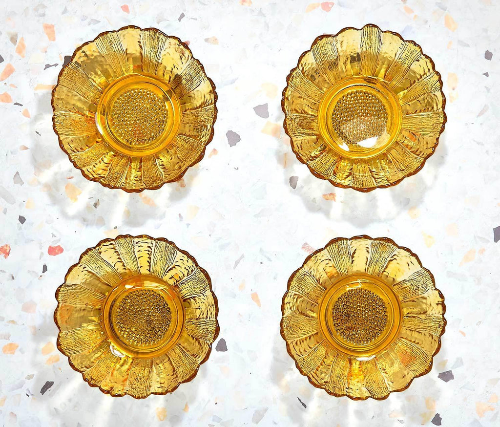Hollywood Gold Fluted Dessert Bowls : Vintage Set of 4 - lollygag