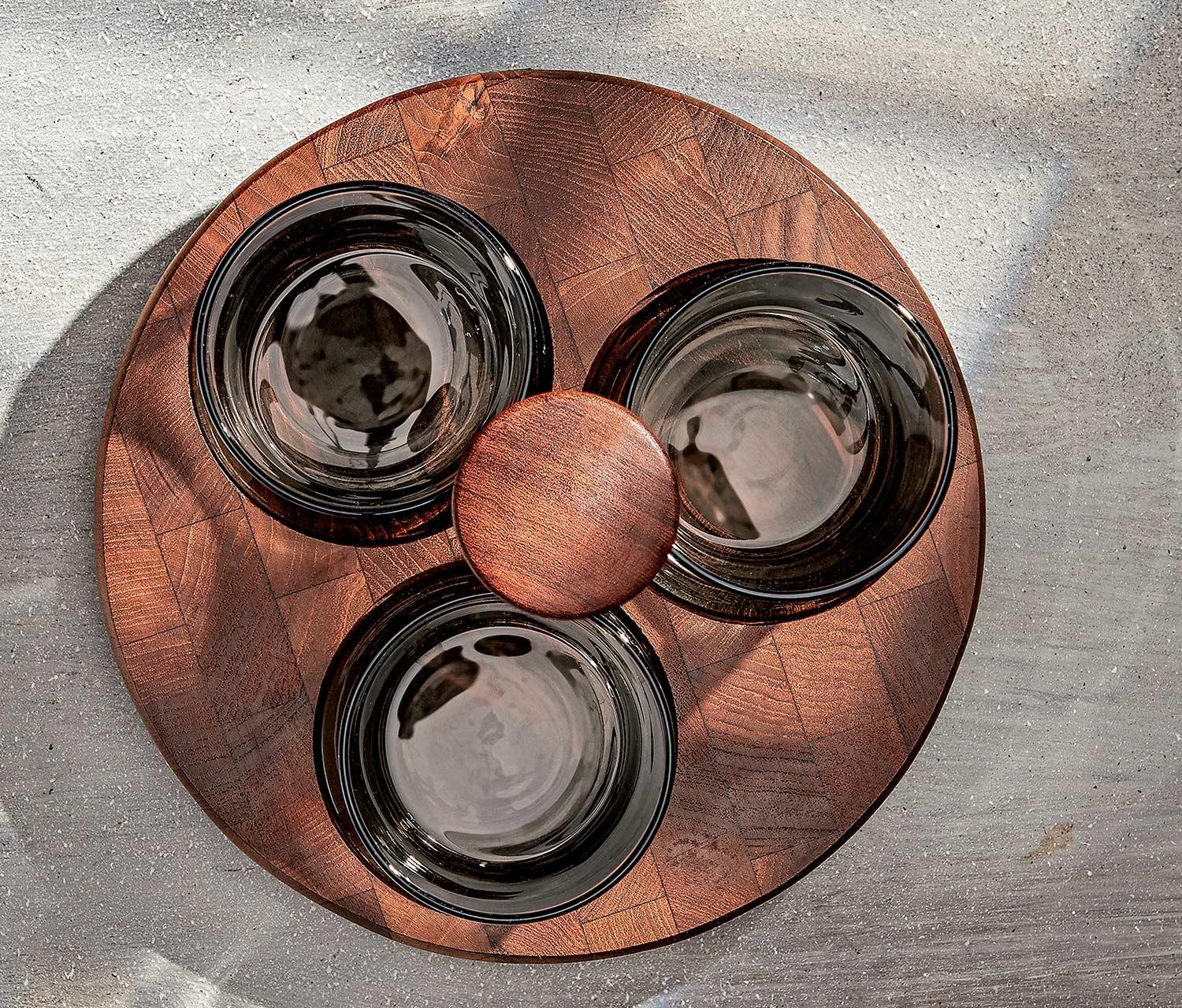 Vintage Atapco Teak Wood Rocks Glasses Caddy Set - lollygag