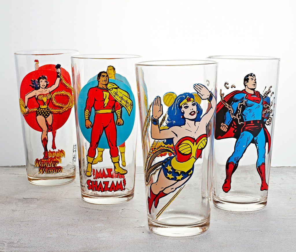 1978 Wonder Woman, superman, shazam Dc Comics Collector Glass 