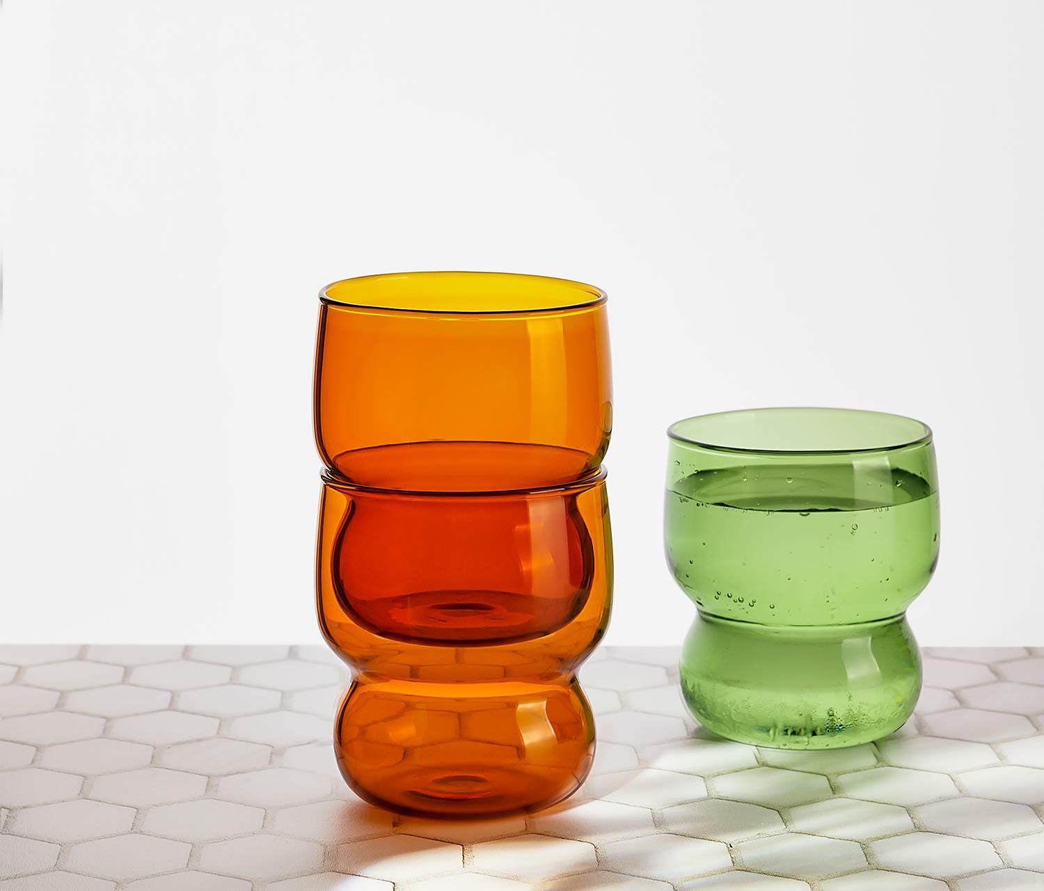 https://lollygag.co/cdn/shop/products/modern-stackable-borosilicate-drinking-glass-amber-stack-lollygag.jpg?v=1661447236