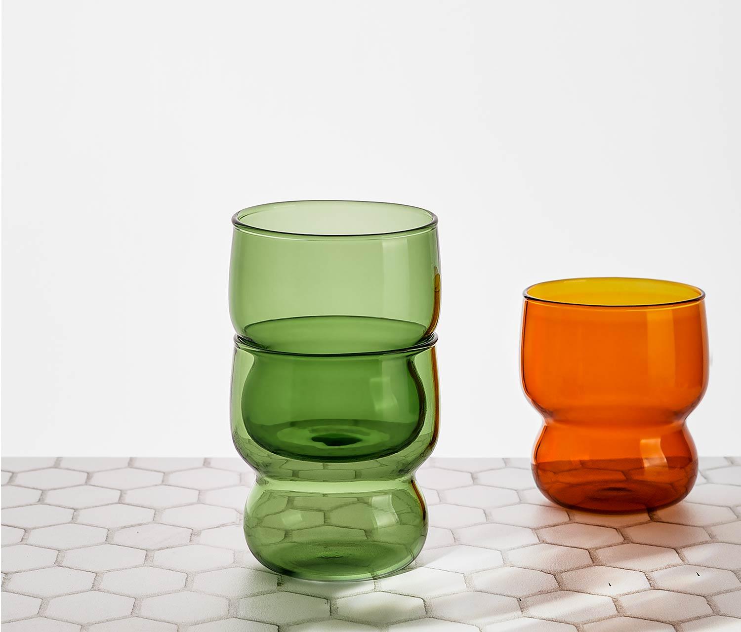 Modern Rhythm Colour Borosilicate Glass Drinking Glasses