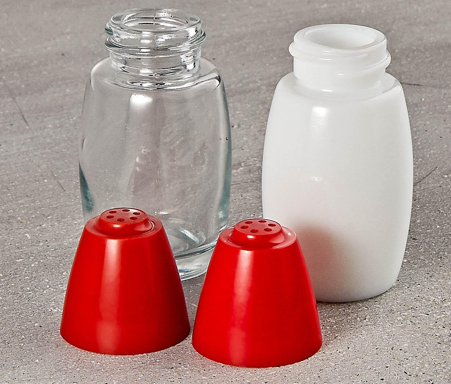 Gemco Red /Clear/White and Pepper Shaker Set