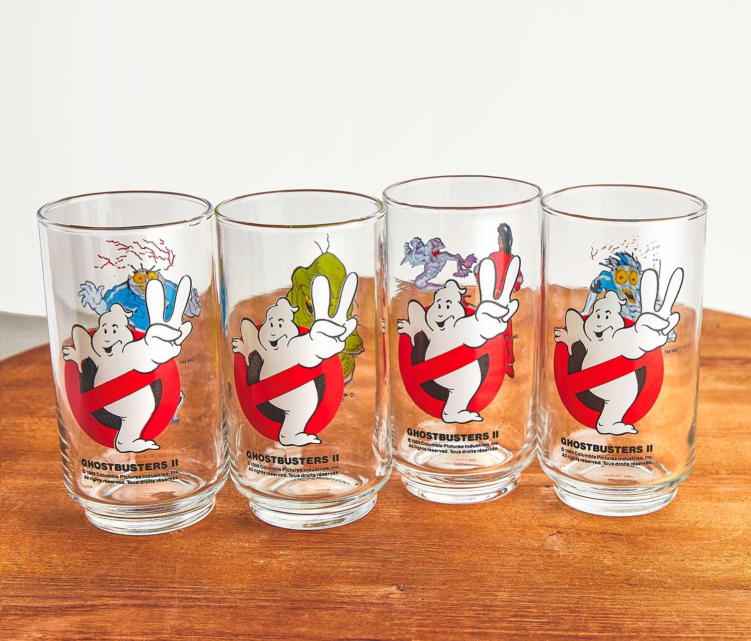 ゴーストバスターズ 2 グラス ヴィンテージ  セット Vintage Mint Ghostbusters II Small Glasses: Set Of 4 | Lollygag.co